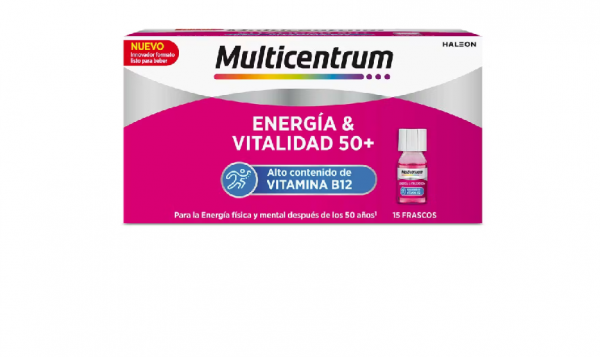 MULTICENTRUM ENERGIA & VITALIDAD 50+  15 FRASCOS 7 ML SABOR FRAMBUESA